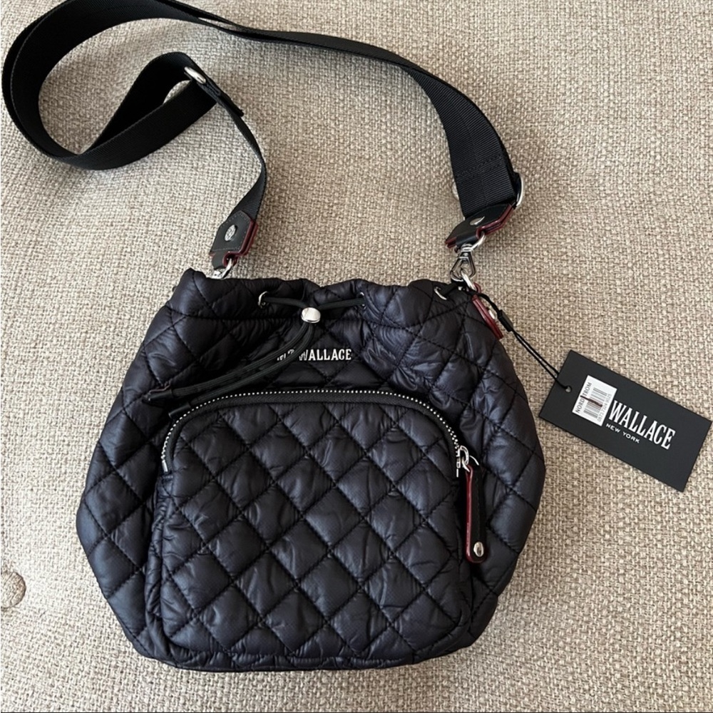 Mz Wallace drawstring bucket Crosby black bag
